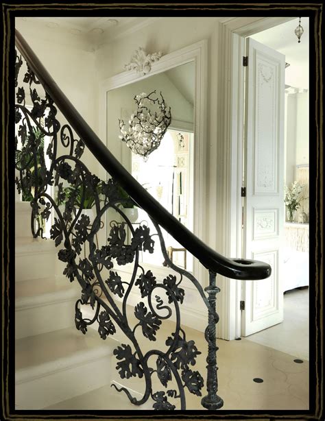 chanel staircase black wrought iron banister|wrought iron stair railing.